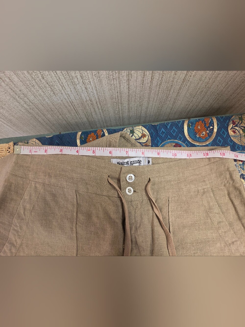 Saint Grace Beige Wide-Leg Drawstring Chinos - Picture 4 of 5